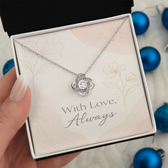 With Love Always – Elegant Love Knot Necklace in Yellow & White Gold, the Perfect Gift for Her