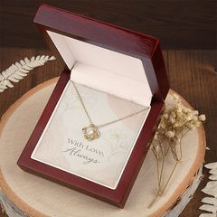 With Love Always – Elegant Love Knot Necklace in Yellow & White Gold, the Perfect Gift for Her