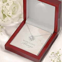With Love Always – Elegant Love Knot Necklace in Yellow & White Gold, the Perfect Gift for Her